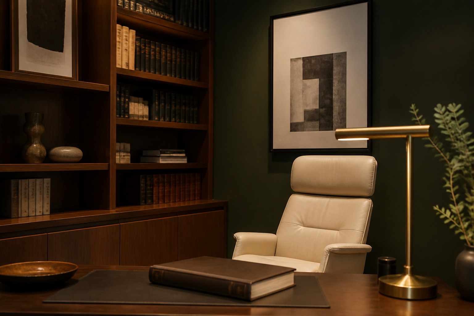 Biblioteca e espaço de trabalho do escritório